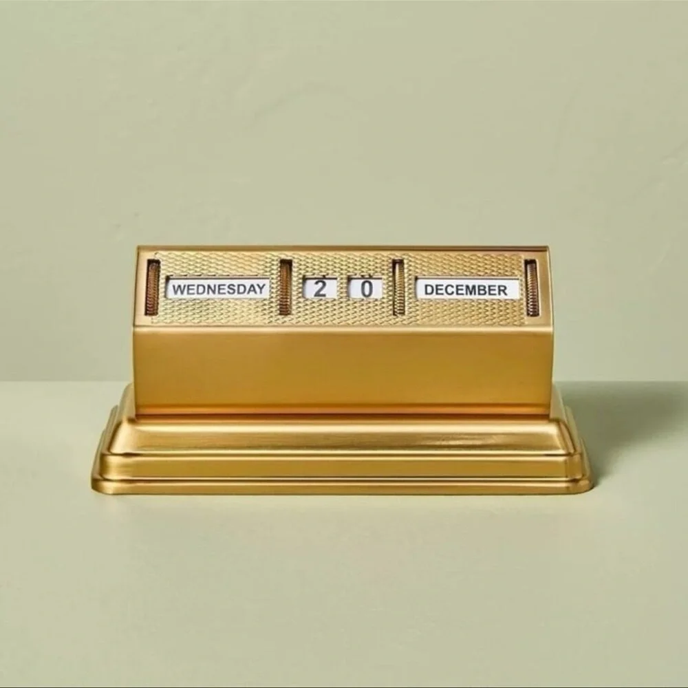 Hearth & Hand Perpetual Desktop Calendar Antique Brass Taylor Swift Album Photo